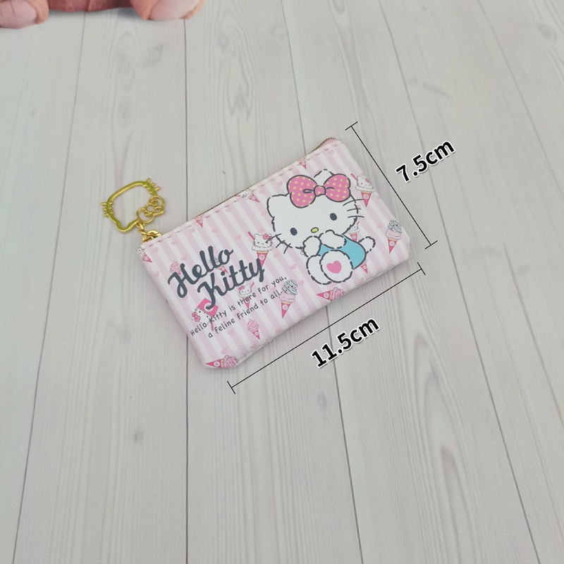 Ví Đựng Tiền Xu Mini Có Khóa Kéo Họa Tiết Hello Kitty Dễ Thương
