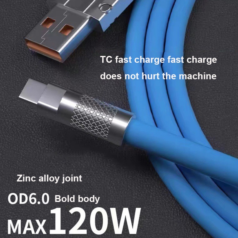 Dây Cáp Sạc USB Đồng Bộ Dữ Liệu Tốc Độ Cao 120W 6A Bằng Silicon Chống Mòn