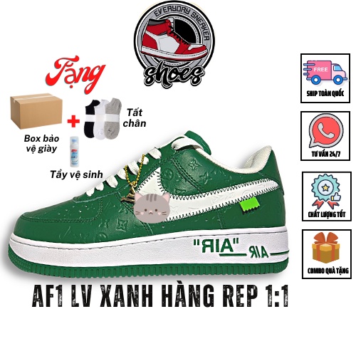 Giày af1 LV xanh phiên bản SC, sneaker nam nữ AF1 LV xanh full size, full phụ kiện có BOX bảo vệ giày