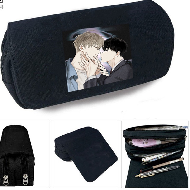 Hộp bút vải canvas khóa trắng in hình CHECKMATE boylove manhwa đi học tiện lợi anime chibi