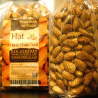 Hạt Hạnh Nhân Tươi nhập khẩu Mỹ nấu sữa, làm bánh, ăn kiêng, RAW ALMOND G1Kg