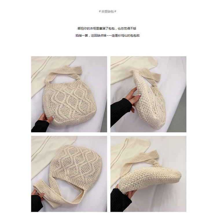 Túi Đeo Chéo Đan Len Cỡ Lớn Phong Cách Retro Hàn Quốc Thời Trang Mùa Thu Hàng Trăm Mới Cho Nữ