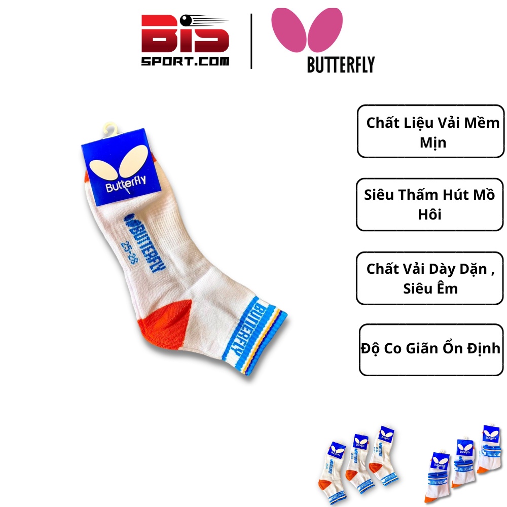 Vớ Thể Thao Cầu Lông Bóng Bàn Butterfly Cao Cấp - Vải Dày , Êm Ái , Chống Trơn Trợt - Siêu Thấm Hút Mồ Hôi