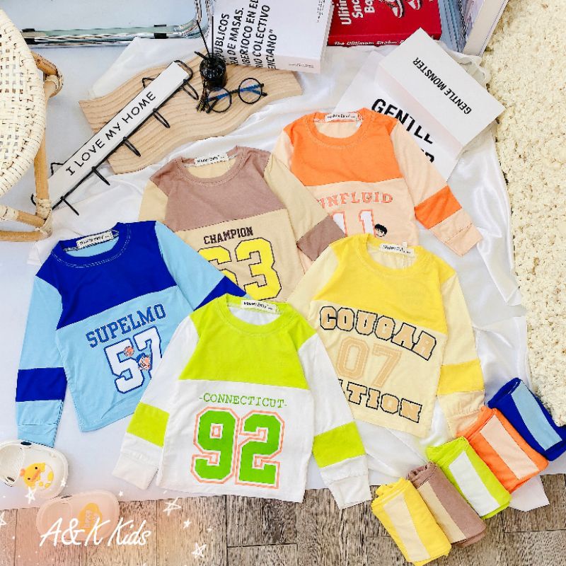 💖 Bộ minky mom (tag mới minkey baby) tay dài quần dài phối màu thể thao siêu cưng, mềm mát