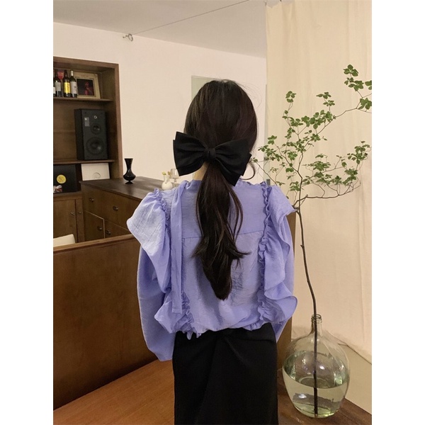 Áo Sơ Mi Tay Dài Dáng Rộng Màu Tím Phong Cách Hàn Quốc Thời Trang Cho Nữ hot tend2022