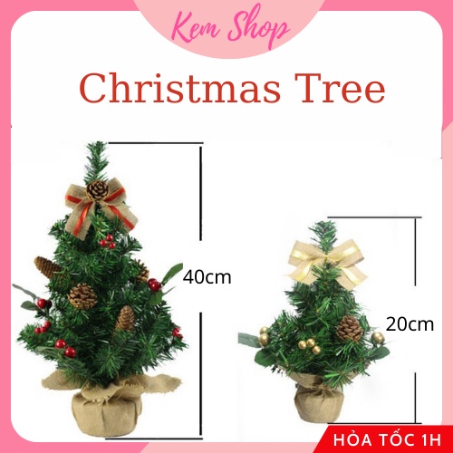 Cây thông Noel mini để bàn trang trí giáng sinh size 20cm/30cm/40cm (cây chưa kèm phụ kiện) - Kem Shop K296
