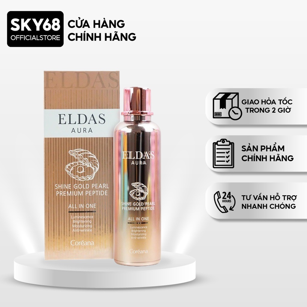 Tinh Chất Tế Bào Gốc Eldas Aura Shine Gold Pearl Premium Peptide All In One Coréana 100ml