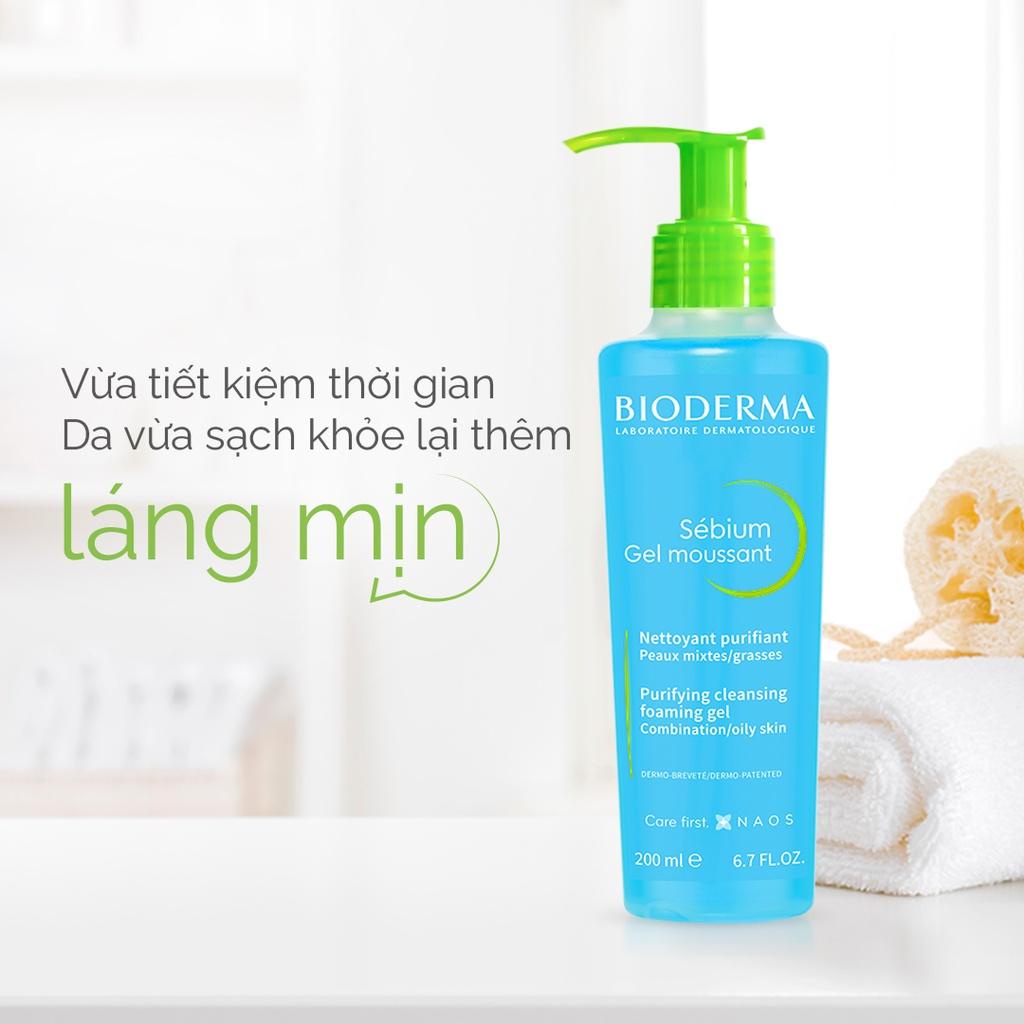 Sữa rửa mặt gel tạo bọt bioderma sebium foaming dành cho da dầu & hỗn hợp 200ml