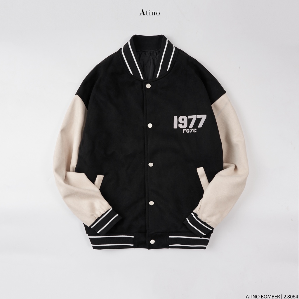 Áo Khoác Varsity Da Lộn Nam ATINO Chất Liệu Da Lộn Hàn Quốc Phong Cách Trẻ Trung Chuẩn Form AK2.8064
