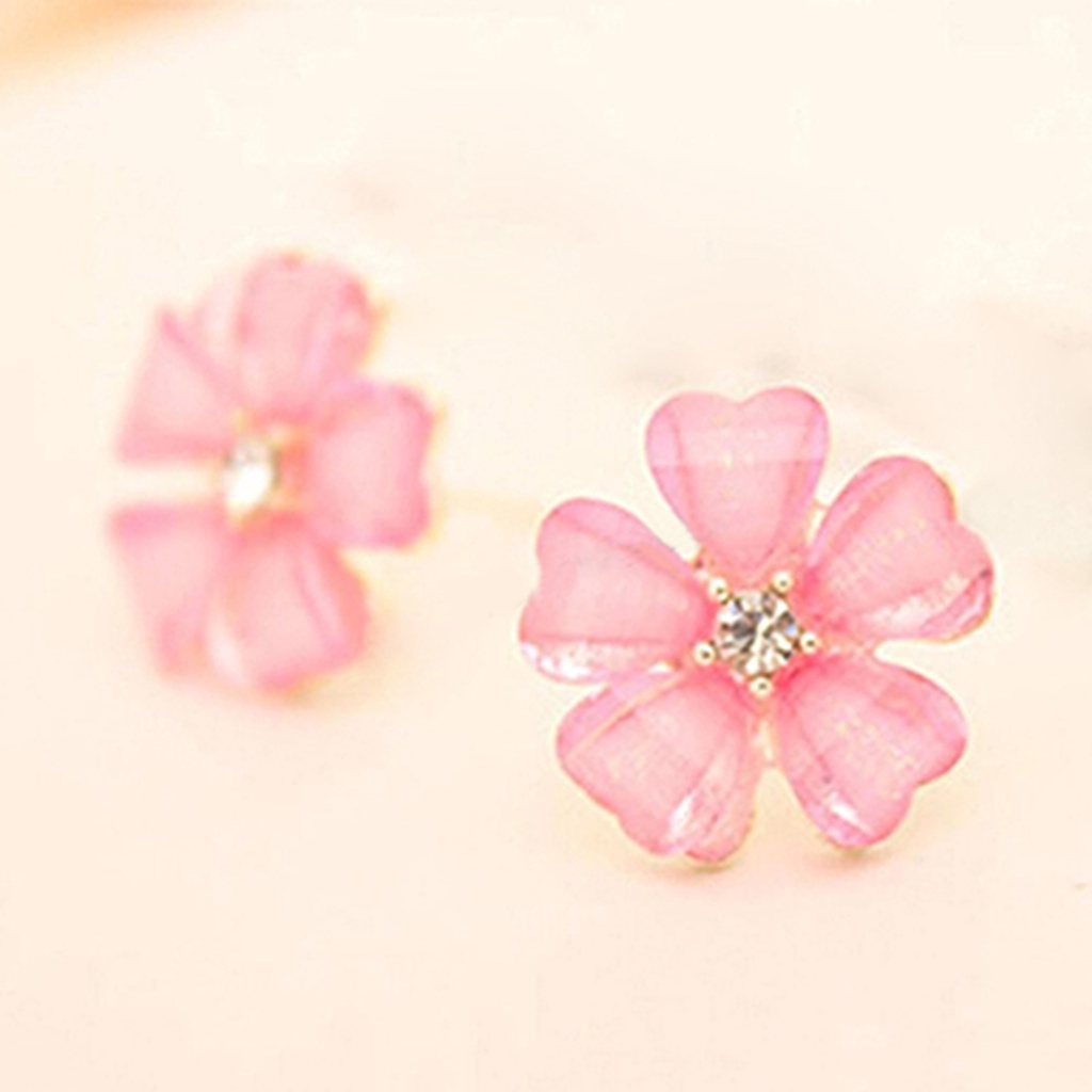 Bông Tai Hình Cánh Hoa Bằng Hợp Kim Đính Đá Lấp Lánh Cho Nữ