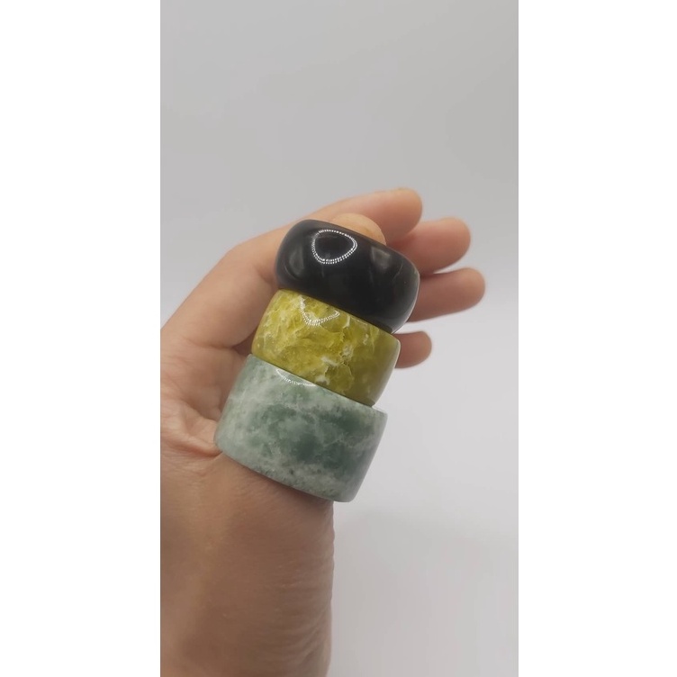 Nhẫn đá serpentine bản cao