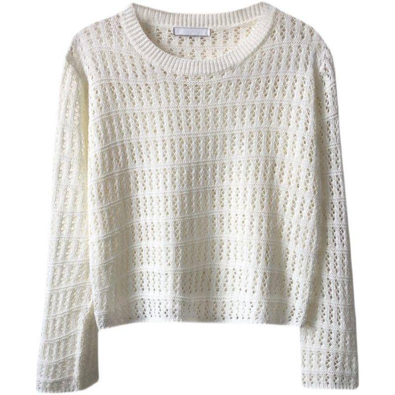 Áo Sweater Dệt Kim Mỏng Tay Dài Dáng Rộng Thời Trang Mùa Hè 2022 Mới