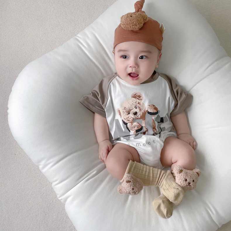 Áo liền quần Cotton MềM MạI HìNh GấU Nâu Cho Bé (0-2 TuổI)