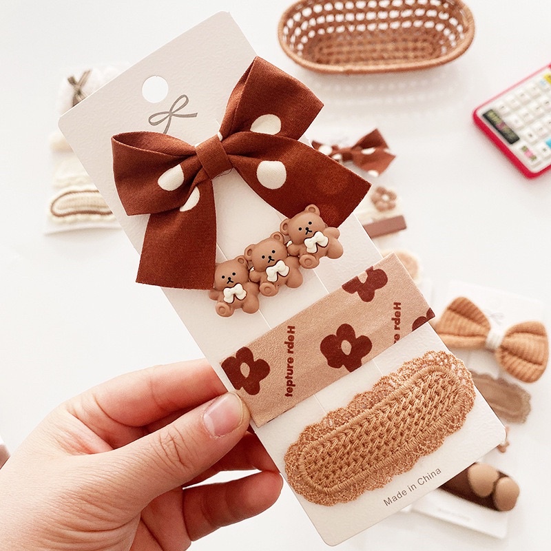 Set kẹp gấu hoạt hình cho bé gái