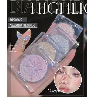 Maxfine eye shadow ánh sáng nổi bật một đĩa bột tinh tế ánh sáng lấp lánh ánh sáng lấp lánh ánh mắt