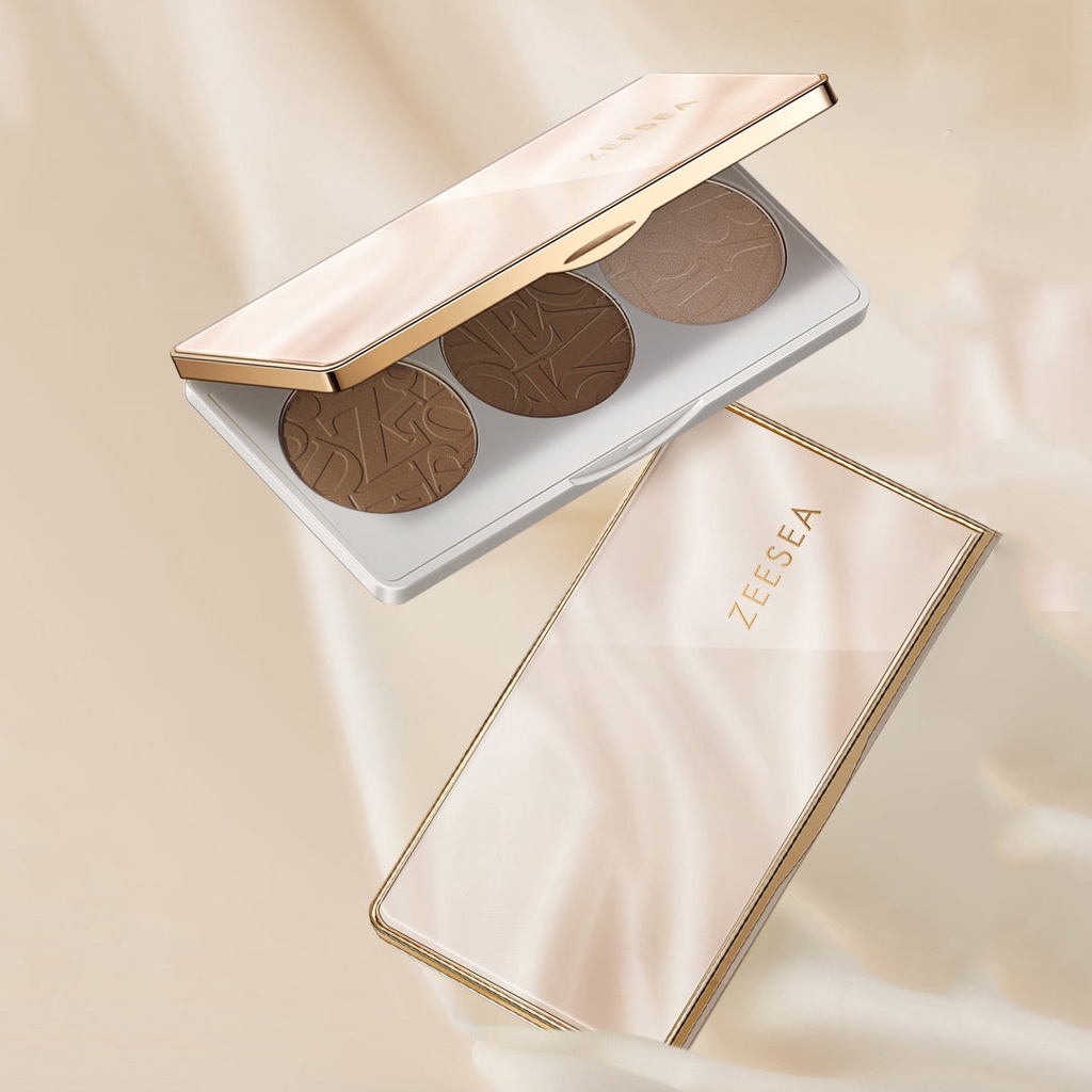 Zeesea Phấn bắt sáng tạo khối 3 ô Tricolor Highlighter Contouring Palette