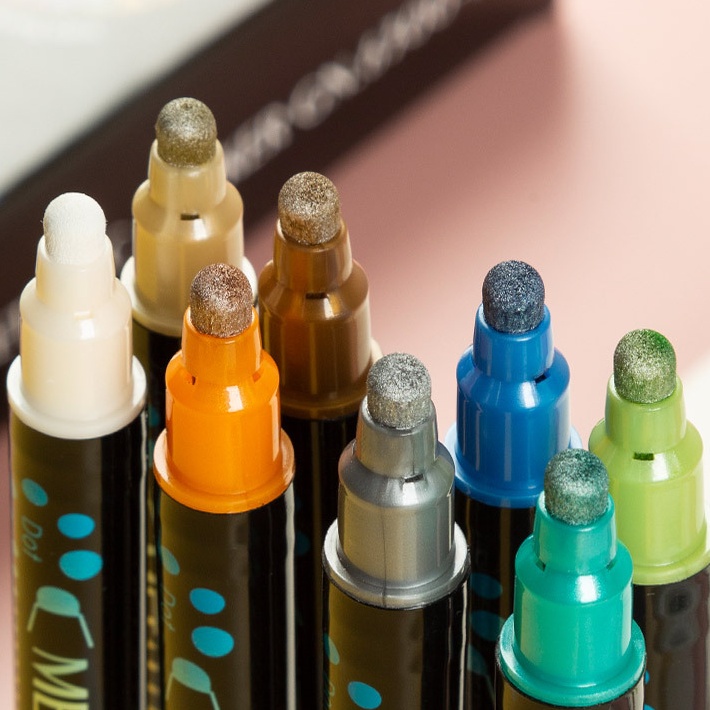 Bút Lông Hai Đầu Bằng Kim Loại Acrylic + 60 Màu Chấm Bi GN6300