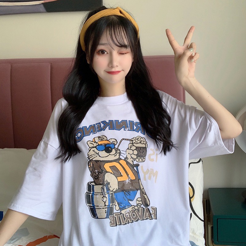 NRVP Áo Thun Unisex Mùa Hè Dáng Suông Tay Cộc Phong Cách Hàn Quốc Cho Nam Nữ