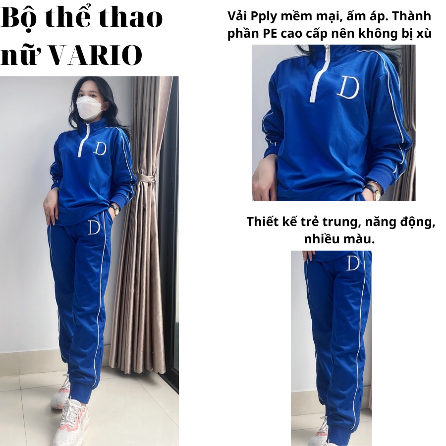 Bộthể thao nữ  VARIO  phong cách trẻ trung in chữ D phong cách Hàn Quốc VB22-06