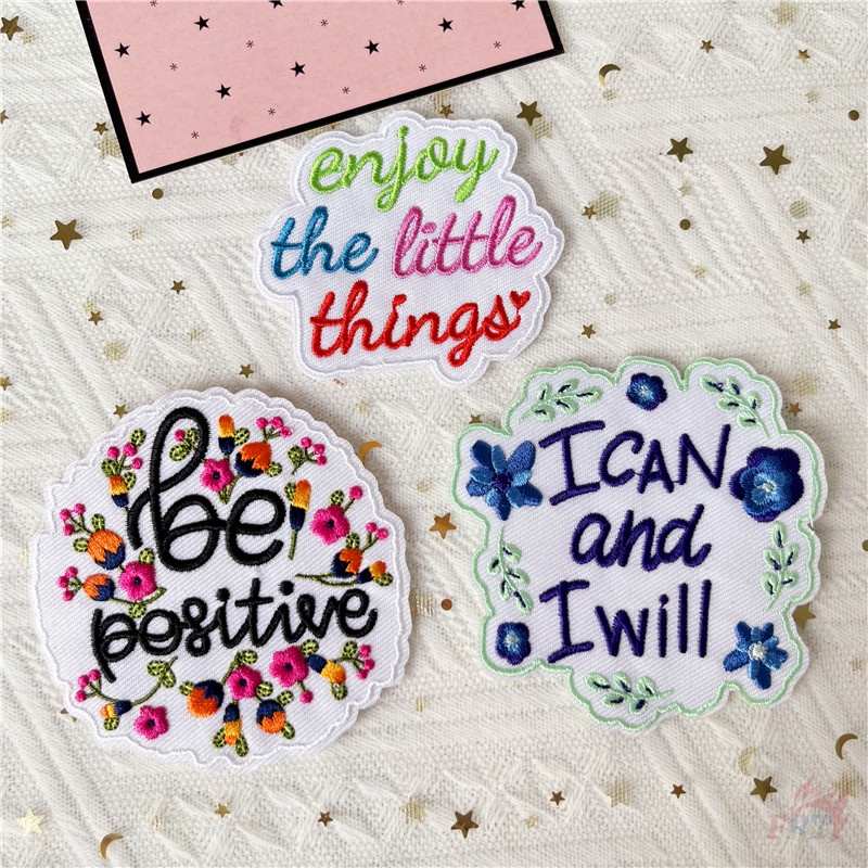 ♚ Miếng Dán Ủi Thêu Chữ Tiếng Anh Hạnh Phúc Is Power / Be Positive / Find Your Way-On ♚ 1 Miếng Dán Ủi Lên Quần Áo Hình Huy Hiệu Chữa Lành