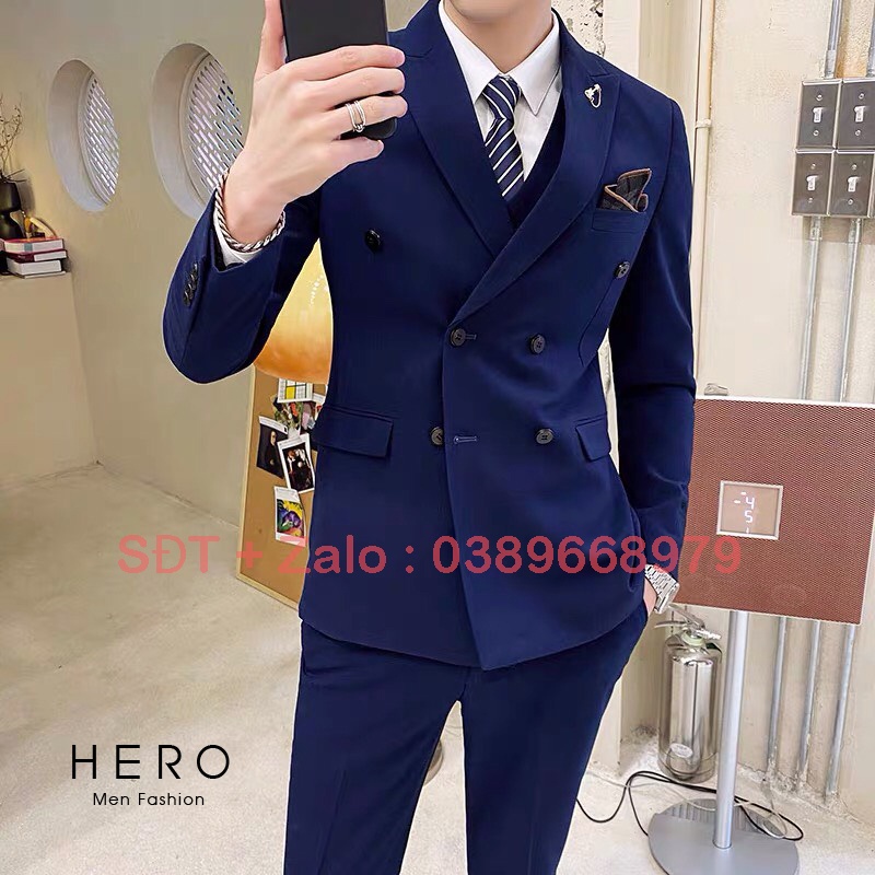 Bộ Vest Nam Cao Cấp  6 Cúc Màu Đen, Suit Nam Hàn Quốc Cao Cấp 6 khuy Fom Ôm Đẹp, Chất Vải Sịn