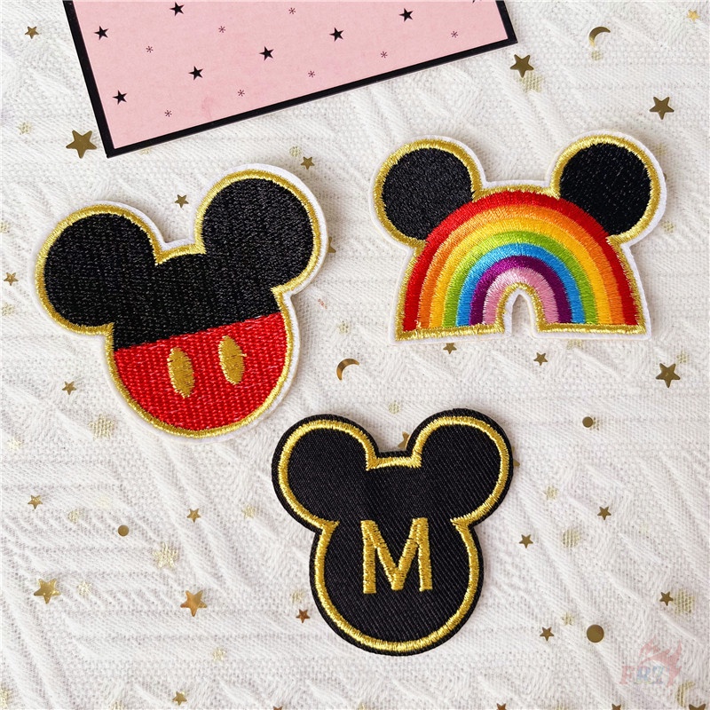 ♥ Sticker Ủi Thêu Hình Chuột Mickey & Minnie ♥ 1 Miếng Dán Ủi Quần Áo Hình Hoa Hướng Dương