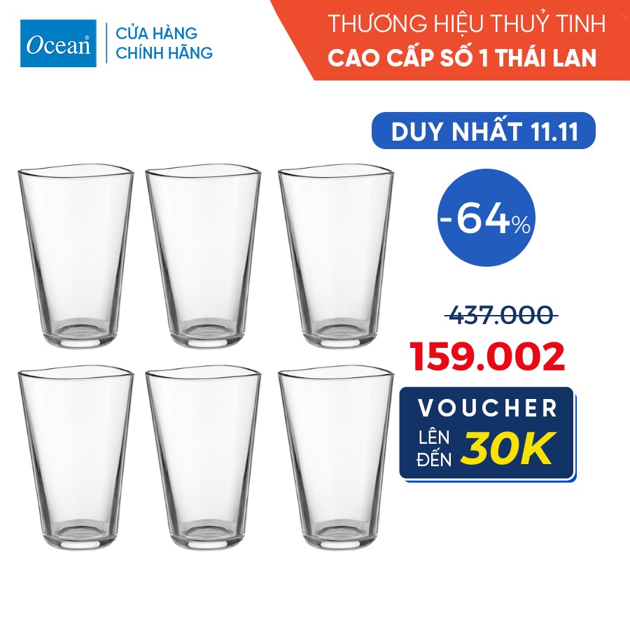 Bộ 6 Ly/Cốc Thủy Tinh Ocean Centique Hiball 370ml