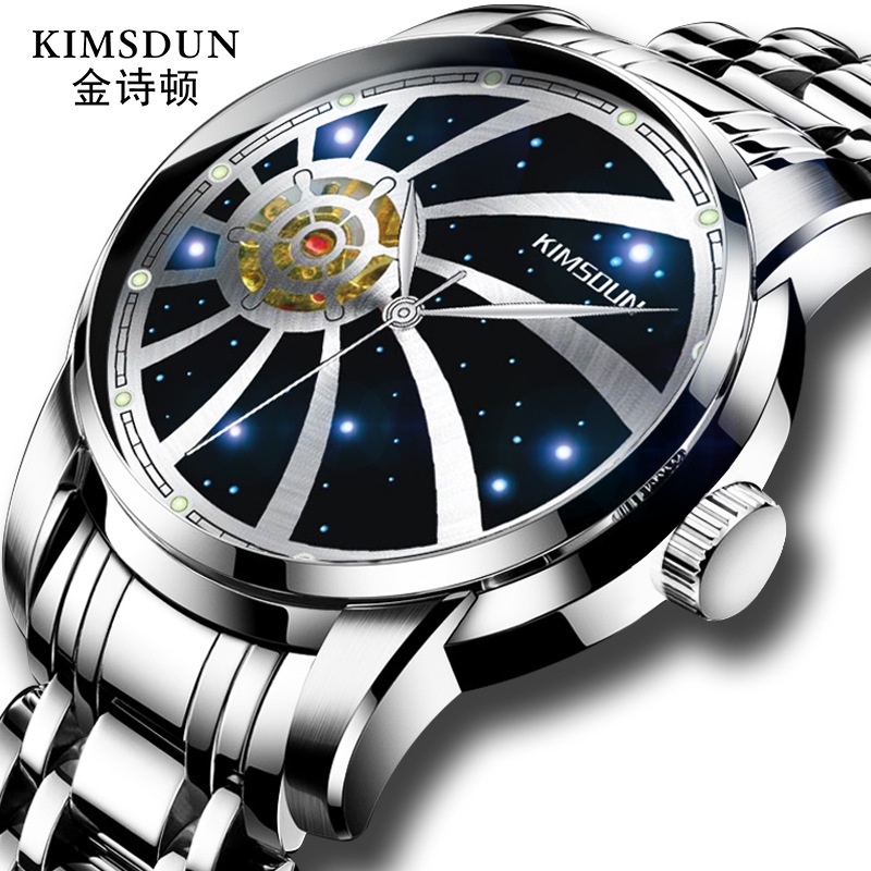 Đồng Hồ Đeo Tay Kingston Chống Thấm Nước Họa Tiết Bầu Trời Sao Rỗng Tự Động Cho Nam