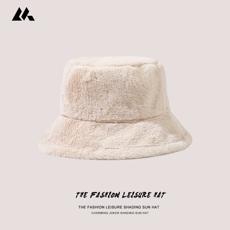 Nón họa sĩ beret len Mũ xô bucket màu Be sáng Thu Đông Nam nữ Unisex Cá tính Thời trang