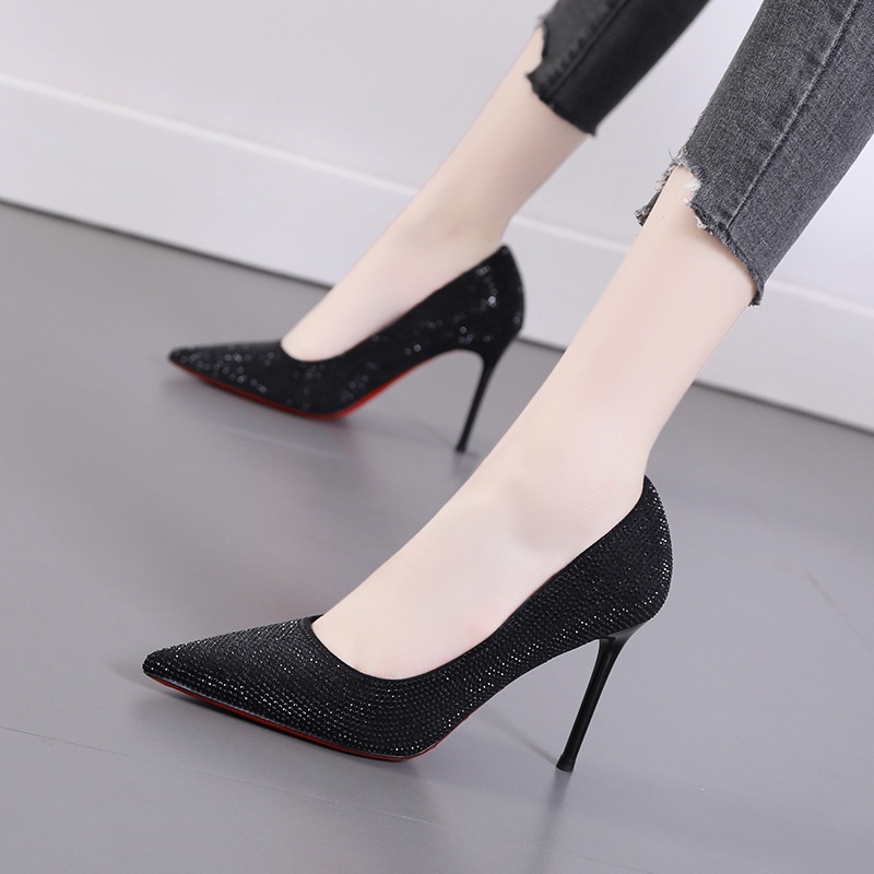 Giày Cao Gót Mũi Nhọn Đính Đá Thời Trang Dành Cho Nữ