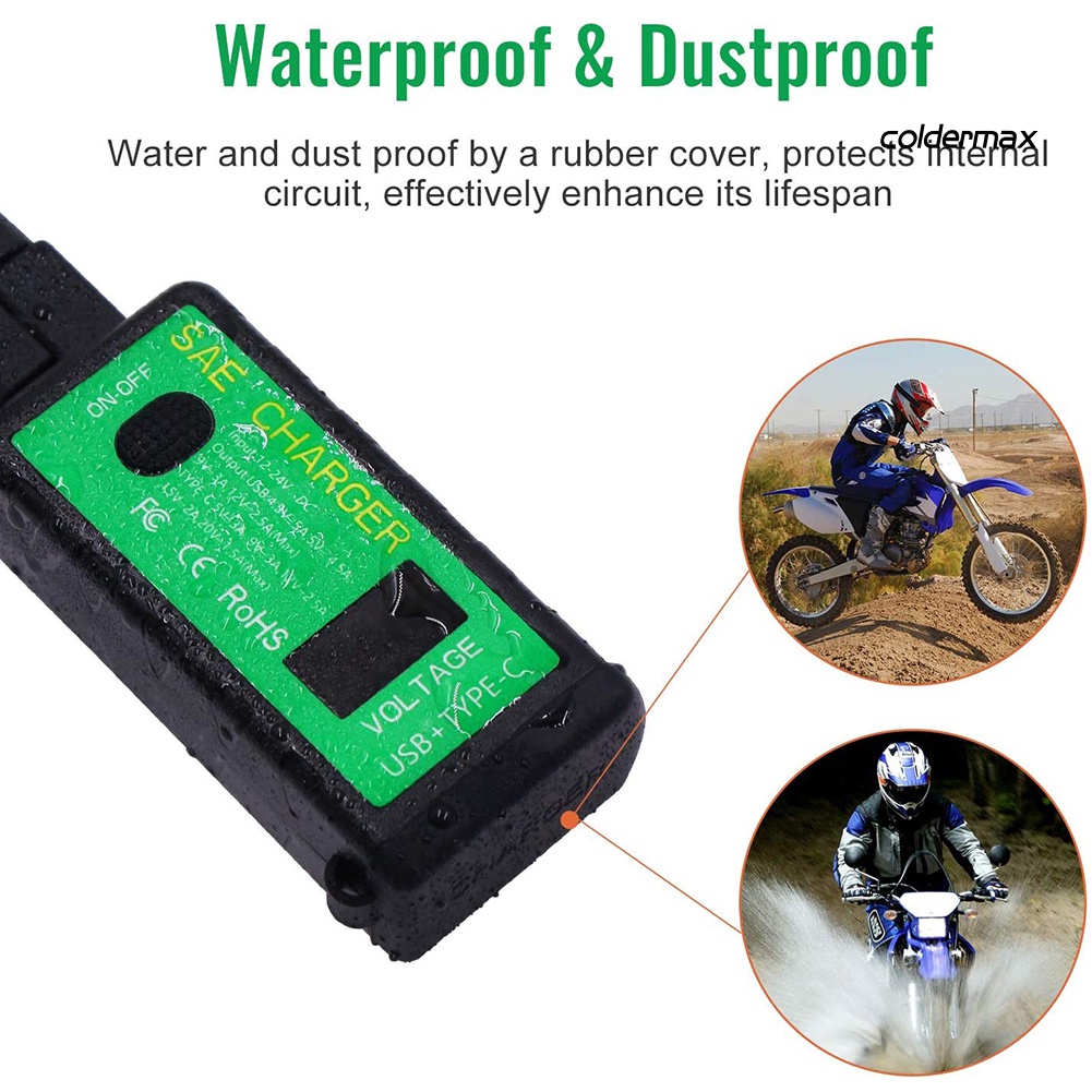 Công Tắc Bật / Tắt Sạc Nhanh Cho Xe Máy coldermax M.2 3.1A / 4.8A SAE