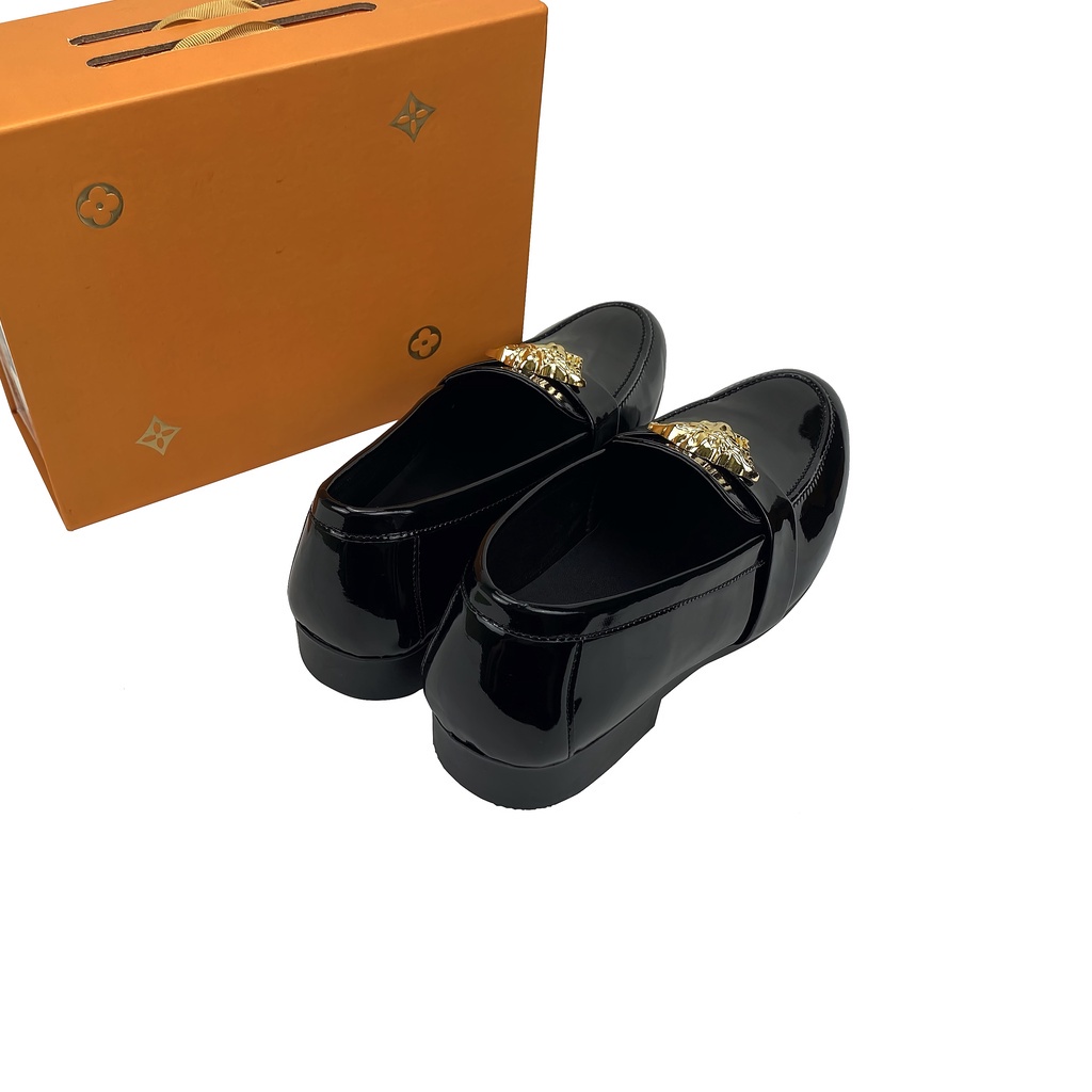 Giày nam lười da bóng , mặt Versacess ,đế khâu