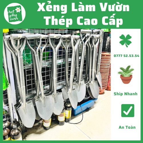 Xẻng thép không gỉ làm vườn, xẻng quân dụng, xẻng xúc đất cao cấp dài 75cm