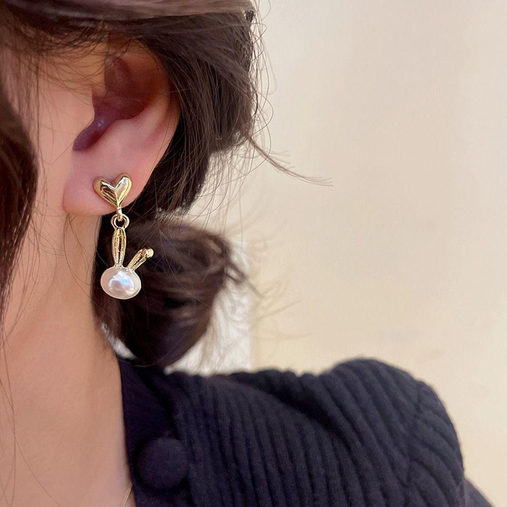 Khuyên Tai Kim Loại Hình Thỏ Dễ Thương Thời Trang Dành Cho Nữ