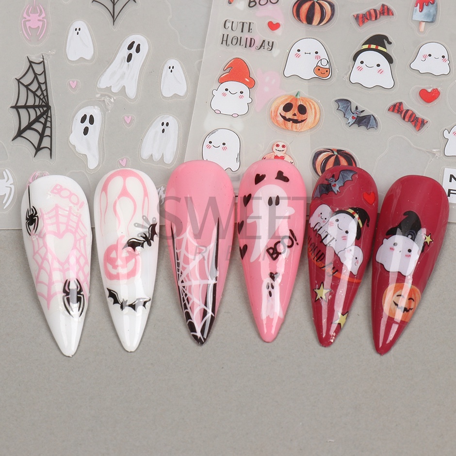 Miếng dán trang trí móng tay 3D STZPRONAIL họa tiết hoạt hình chủ đề Halloween sáng tạo