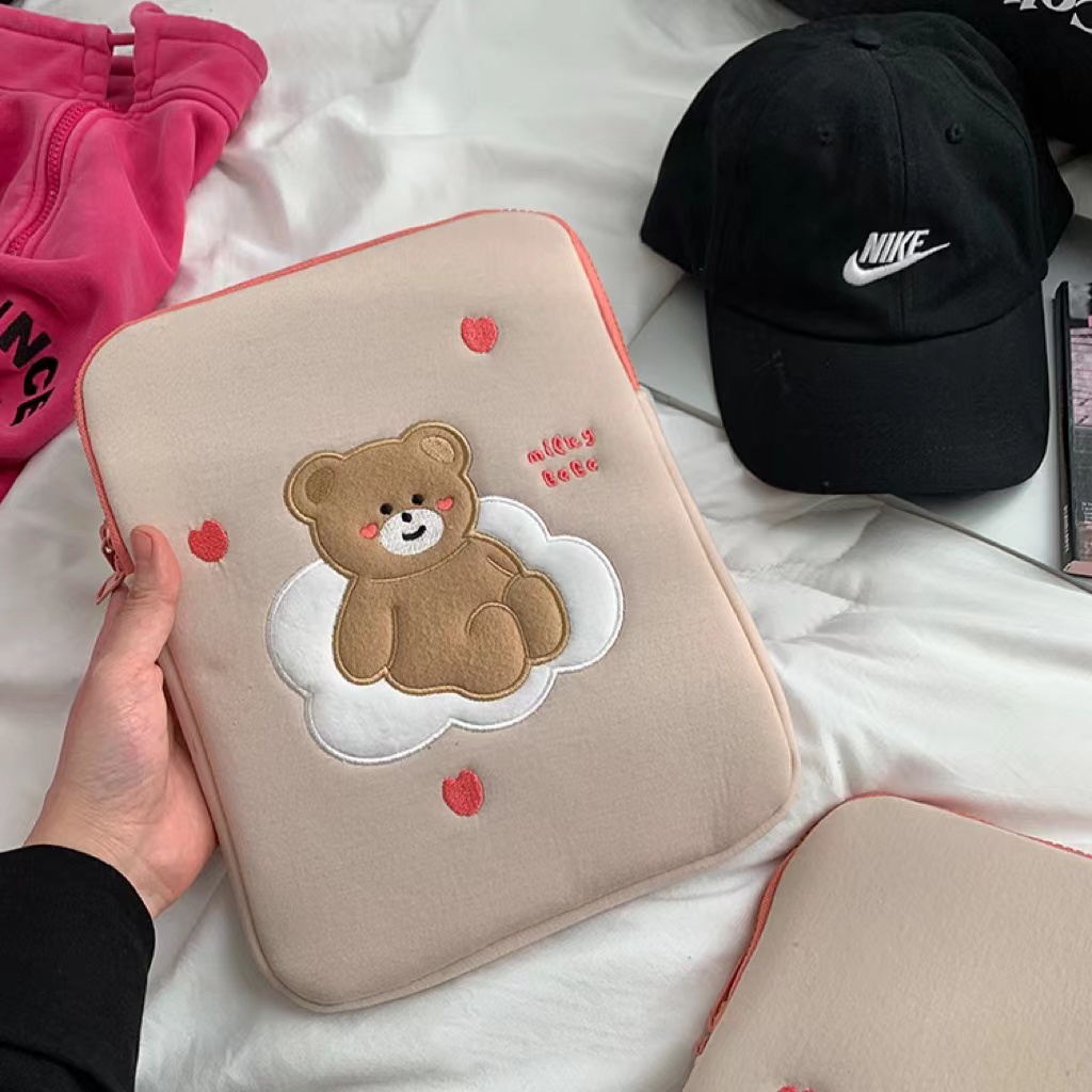 Túi Đựng Laptop Chống Sốc In Hình Gấu Hoạt Hình Dễ Thương Phong Cách Hàn Quốc Kích Thước 10 13 15 inch