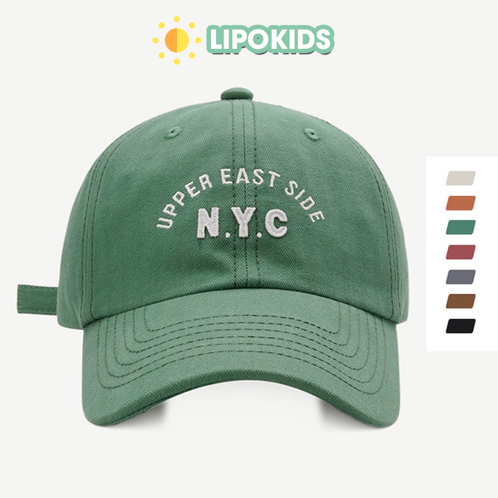 Mũ cho bé gái, bé trai lưỡi trai chống nắng vải cotton thêu chữ NYC Mũ đôi mẹ và bé PK014NYC - Lipokids