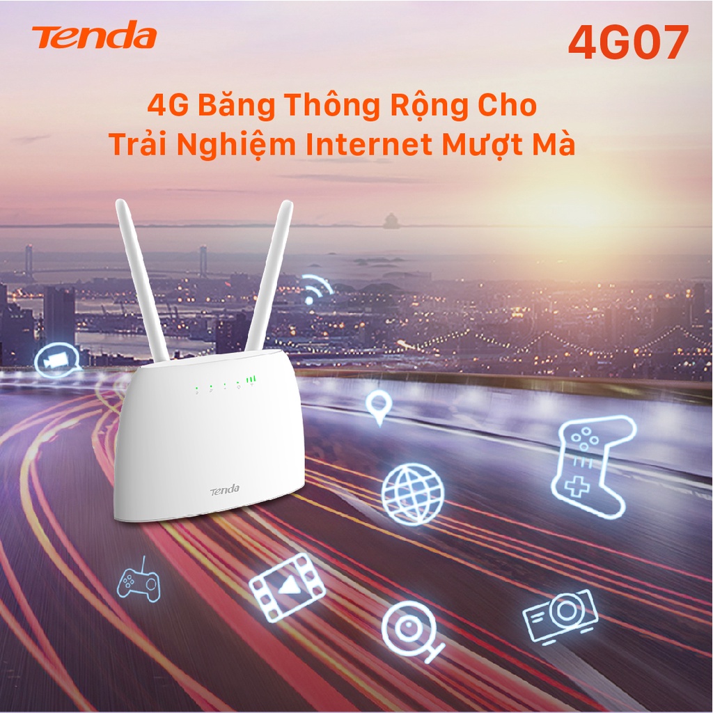 [Mã ELCL12 giảm 9% đơn 300K] Tenda Bộ phát Wifi di động 4G LTE 4G07 Chuẩn AC 1200Mpbs cao cấp