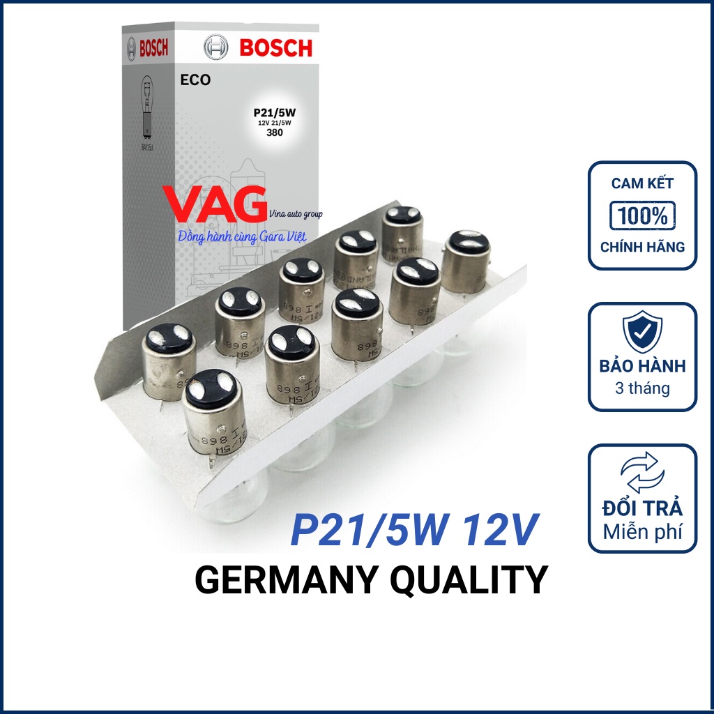 Bóng đèn phanh ô tô, xe máy chân cài P21/5W 12V chính hãng BOSCH (Giá 1 bóng)