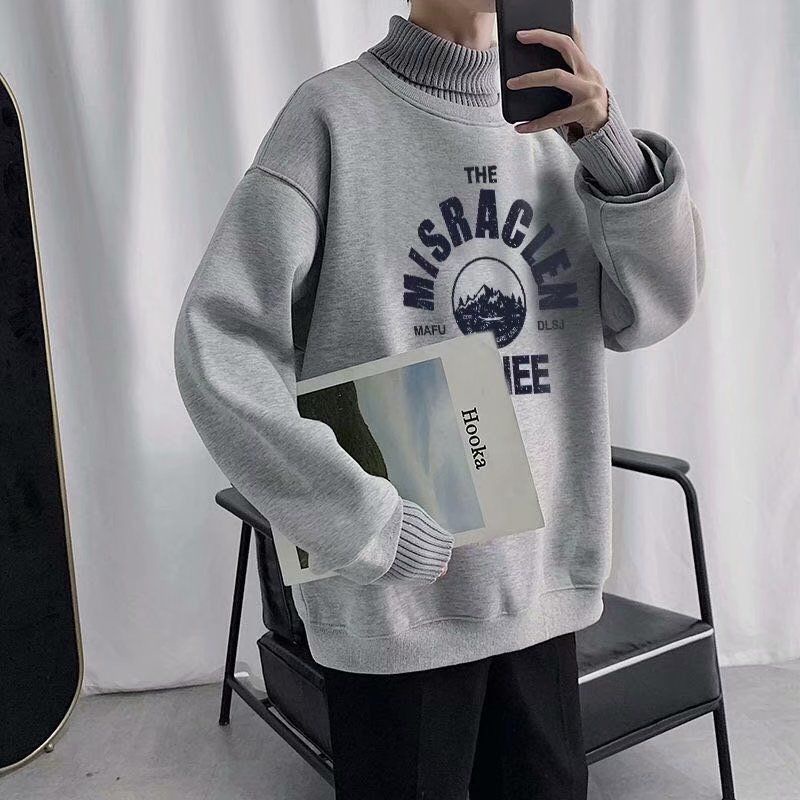 Áo Nỉ Nam Dài Tay Cổ Cao Form Rộng Thời Trang Hàn