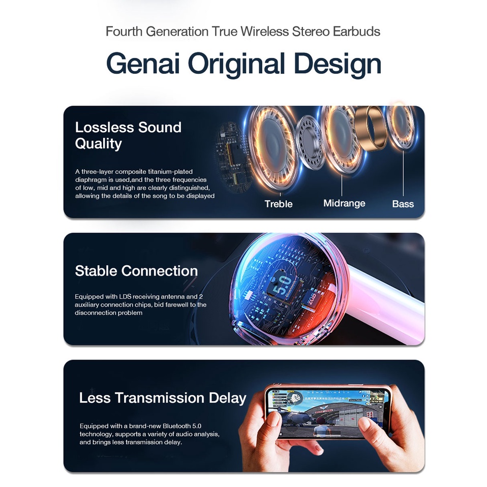 Tai Nghe Nhét Tai Bluetooth Không Dây Air Pro 4 TWS Cho Xiaomi Android Lenovo