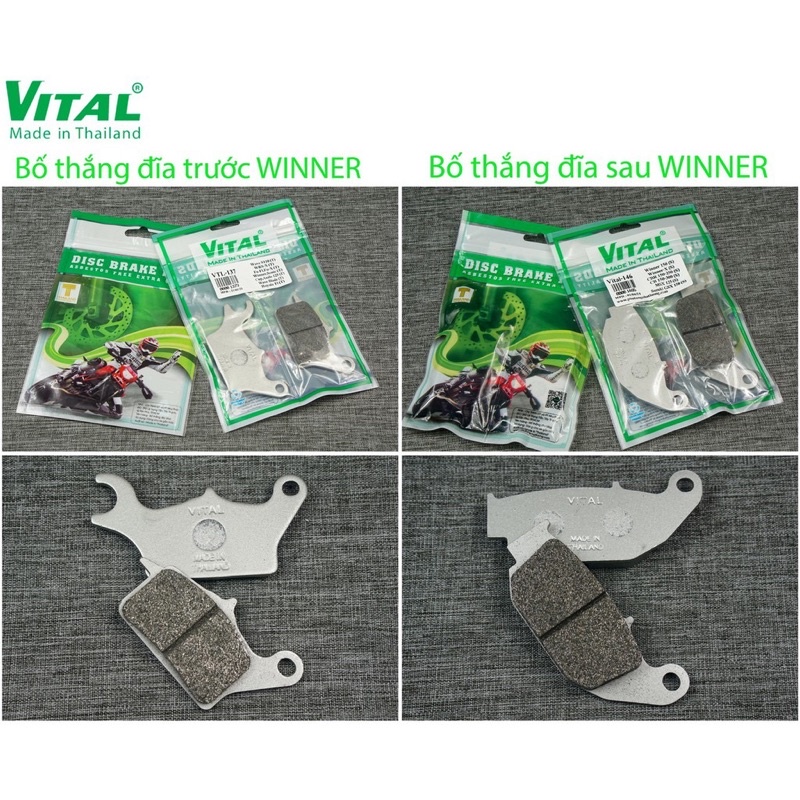 Bố thắng đĩa sau + trước Winner, Winner X, Sonic, Exciter, EX 135, Ex 150, 155 hiệu VITAL- Má phanh, bố thắng đĩa VITAL