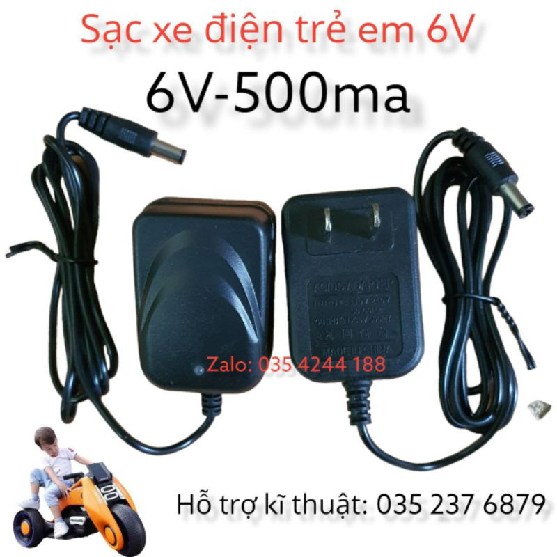 Sạc xe điện trẻ em 6V-500ma | Sạc ắc quy | Sạc cân điện tử| Tự ngắt và đèn báo Xanh Đỏ