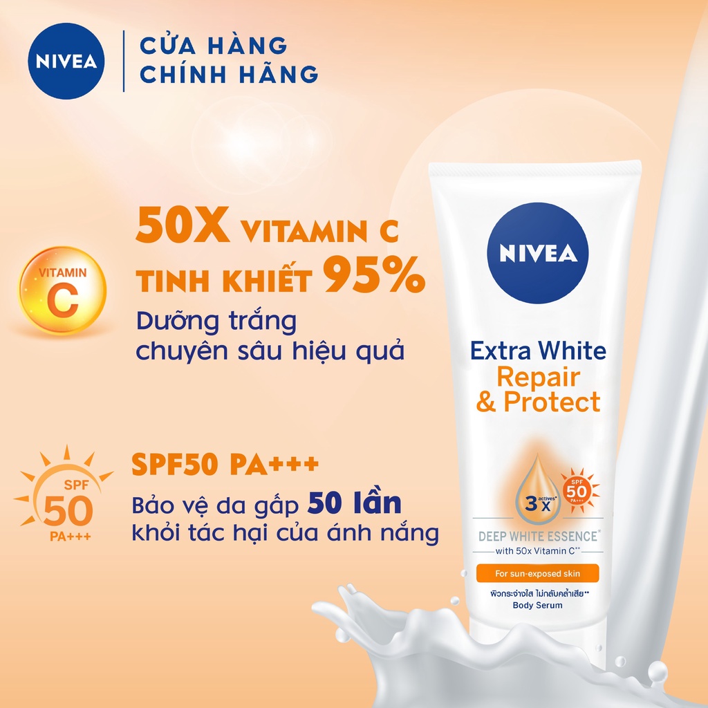 Tinh chất dưỡng thể dưỡng trắng NIVEA ban ngày giúp phục hồi & chống nắng SPF50 180ml