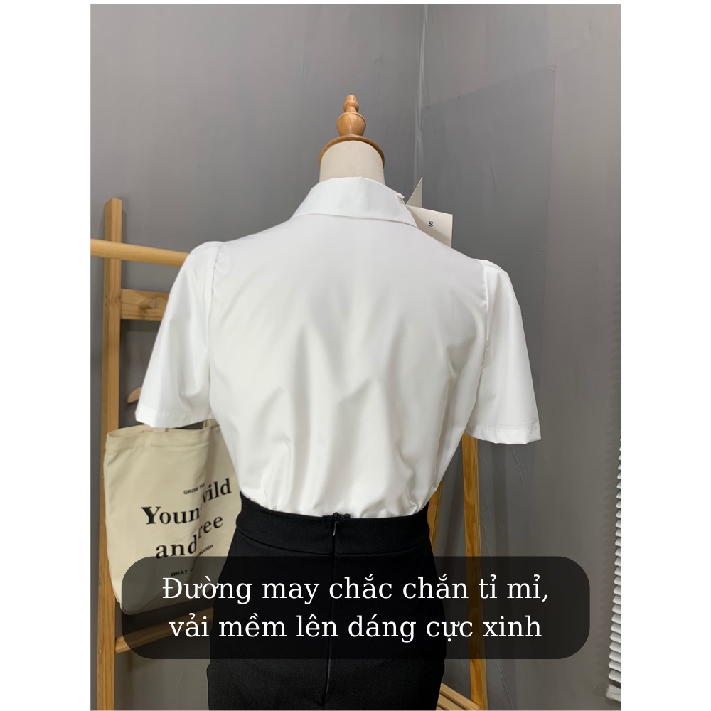 Áo sơ mi nữ cổ tròn Mi Soul sơ mi thiết kế cổ bèo cá tính sang chảnh đủ size SML (40-62kg) 127