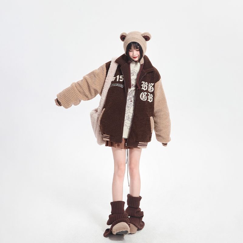 Áo Khoác Bóng Chày Dày Dặn Thêu Họa Tiết Phong Cách Retro Mỹ Thời Trang Mùa Đông Mới Cho Nữ