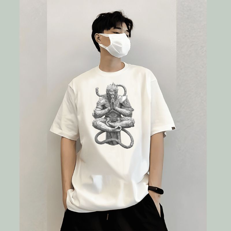 Áo thun unisex TÔN NGỘ KHÔNG WUKONG - Đấu Chiến Thắng Phật - Form rộng, màu Đen, Cotton 4 chiều - 96Tailor Local Brand