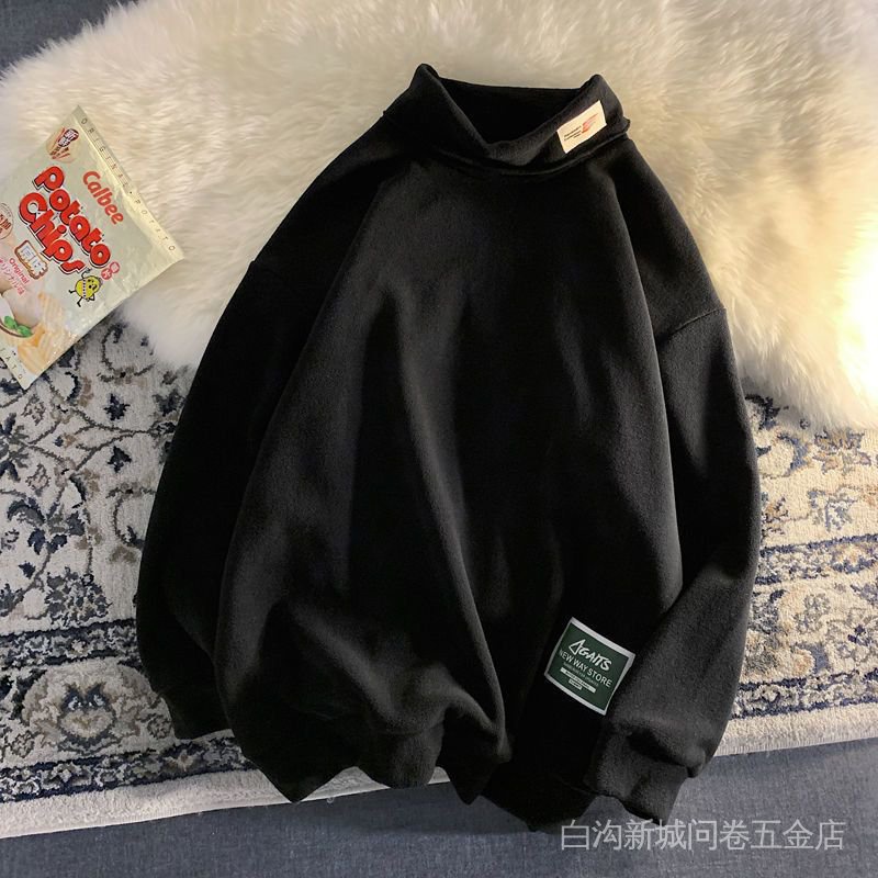 Áo Nỉ Lót Lông Cừu Dày Lót Lông Cừu Cổ Cao Phong Cách Hồng Kông Giữ Ấm Mùa Đông Hợp Thời Trang Cho Cặp Đôi