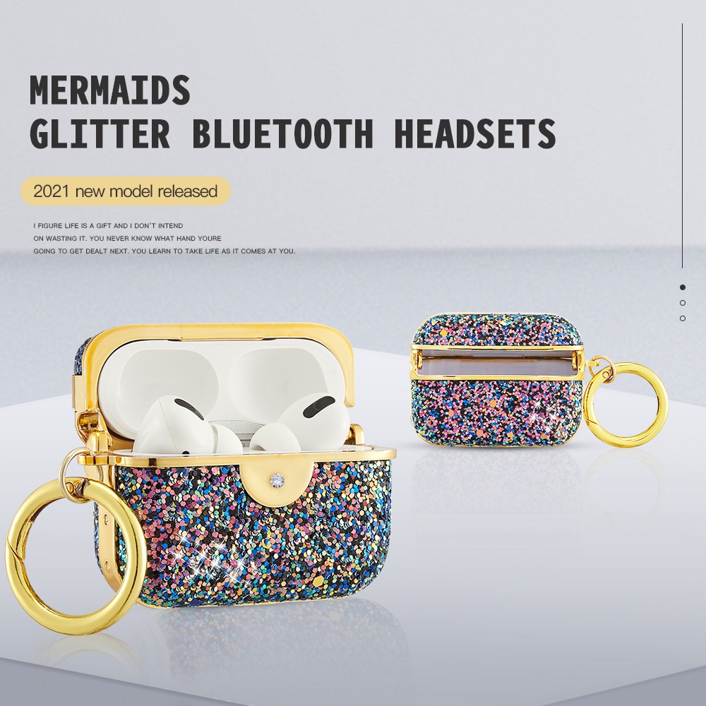 Vỏ Bảo Vệ Hộp Sạc Tai nghe không dây AirPods Pro 3 2 1 Đính Kim Cương Lấp Lánh Sang Trọng