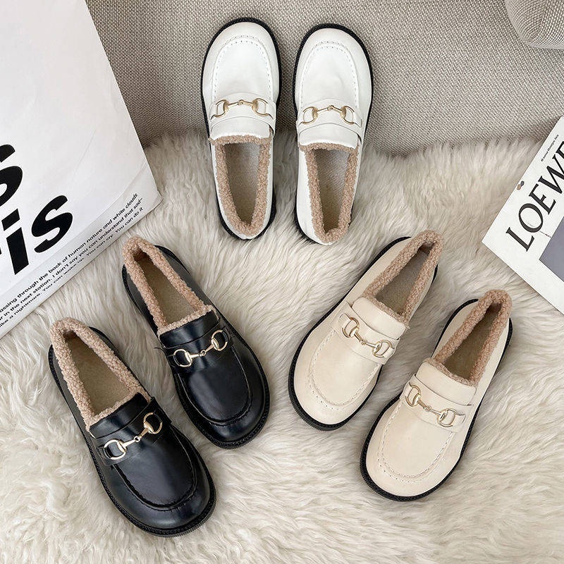 Giày Búp Bê Phối Lông Thú Thiết Kế Hợp Thời Trang Cho Phái Nữ